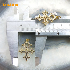 5pcs Micro CZ Cross Pendant Charms for Women DIY Earrings Necklace