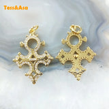 5pcs Micro CZ Cross Pendant Charms for Women DIY Earrings Necklace