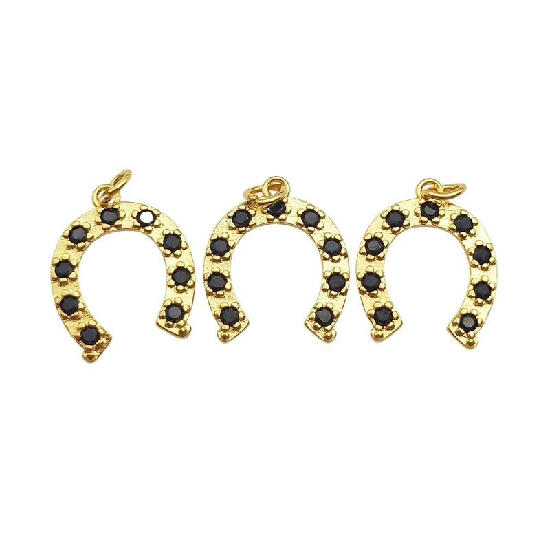 5pcs Plated Horeshoe Micropave CZ Pendant for Women Jewelry