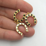 5pcs Plated Horeshoe Pendant for Women Micropave CZ