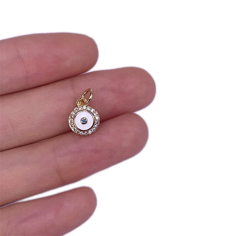 5pcs Brass Plated Metal Round Eye Charms 8x11mm DIY Jewelry