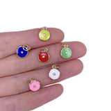 5pcs Brass Plated Metal Round Eye Charms 8x11mm DIY Jewelry