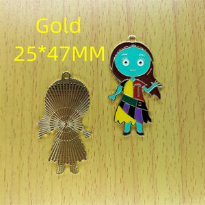 5pcs Enamel Girl Charm Cartoon Character Pendant DIY Earring Necklace Keychain