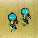 5pcs Enamel Girl Charm Cartoon Character Pendant DIY Earring Necklace Keychain