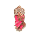 Enamel Pink Ribbon Afro Girl Charms Breast Cancer Awareness Pendants