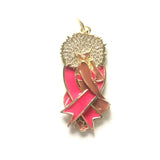 Enamel Pink Ribbon Afro Girl Charms Breast Cancer Awareness Pendants
