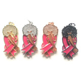Enamel Pink Ribbon Afro Girl Charms Breast Cancer Awareness Pendants