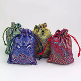 5pcs Ethnic Style Fabric Gift Bags Drawstring Jewelry Packaging