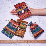 5pcs Ethnic Style Reusable Cloth Drawstring Bags Mixed Wedding Party Gift Sachet