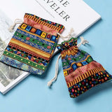 5pcs Ethnic Style Reusable Cloth Drawstring Bags Mixed Wedding Party Gift Sachet