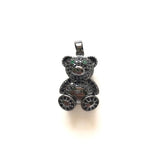 5pcs 3D Bear Charm Cubic Zirconia Micro Pave Gold-Plate Pendant