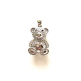 5pcs 3D Bear Charm Cubic Zirconia Micro Pave Gold-Plate Pendant