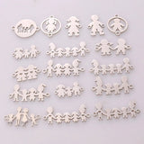 Family Chain Pendant Necklace Set Parents Children Gold/Steel Jewelry Gift