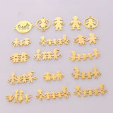 Family Chain Pendant Necklace Set Parents Children Gold/Steel Jewelry Gift