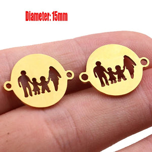 Family Chain Pendant Necklace Set Parents Children Gold/Steel Jewelry Gift