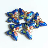 5pcs Cloisonne Butterfly Beads DIY Jewelry Making Charms Earrings Necklace
