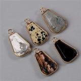 5pcs 3D Metal Faceted Natural Stone Pendant 15x26MM