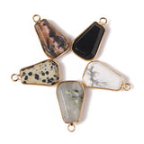 5pcs 3D Metal Faceted Natural Stone Pendant 15x26MM