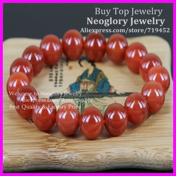 5pcs Carnelian Bracelet Mens Stretch Red Stone Beads Bracelet