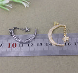 5pcs Copper Micro Pave CZ Moon Stars Pendant DIY Jewelry Making