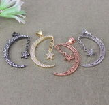 5pcs Copper Micro Pave CZ Moon Stars Pendant DIY Jewelry Making