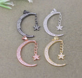 5pcs Copper Micro Pave CZ Moon Stars Pendant DIY Jewelry Making