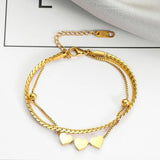 Heart Double Layer Bracelet Adjustable Chain Jewelry