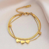 Heart Double Layer Bracelet Adjustable Chain Jewelry