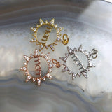 MUM CZ Sun Star Shaped Pendant Rose Plated Great Gift For Mother