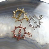 MUM CZ Sun Star Shaped Pendant Rose Plated Great Gift For Mother