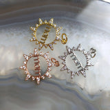 MUM CZ Sun Star Shaped Pendant Rose Plated Great Gift For Mother