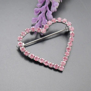 Heart Shape Pink Rhinestone Crystal Girls' Brooch Pins