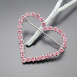 Heart Shape Pink Rhinestone Crystal Girls' Brooch Pins