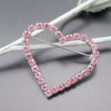 Heart Shape Pink Rhinestone Crystal Girls' Brooch Pins