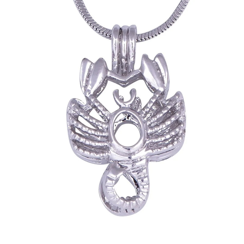 5pcs Scorpion Locket Cage Pendant Mountings, 18kgp Scorpio DIY Charms