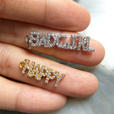 5pcs Unk HAPPY Letter Pendant BAD GIRL Plated Brass CZ DIY Charms