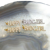 5pcs Unk HAPPY Letter Pendant BAD GIRL Plated Brass CZ DIY Charms