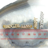 5pcs Unk HAPPY Letter Pendant BAD GIRL Plated Brass CZ DIY Charms