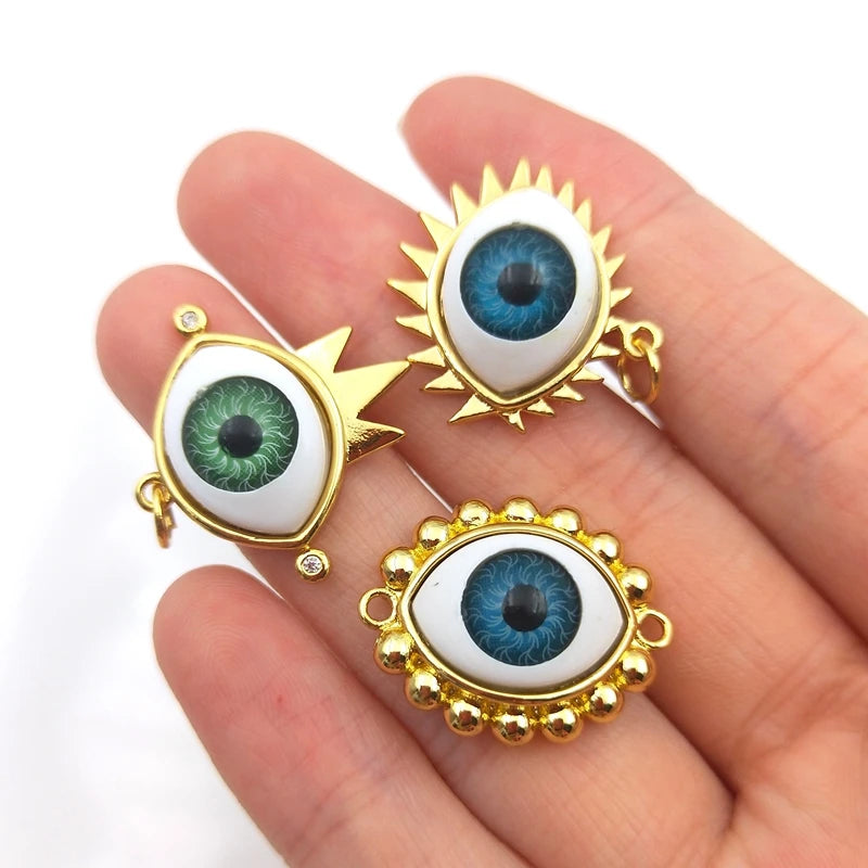 5pcs Vintage Plated Eye Pendant Evil Eyes Charm for DIY Necklaces Bracelet