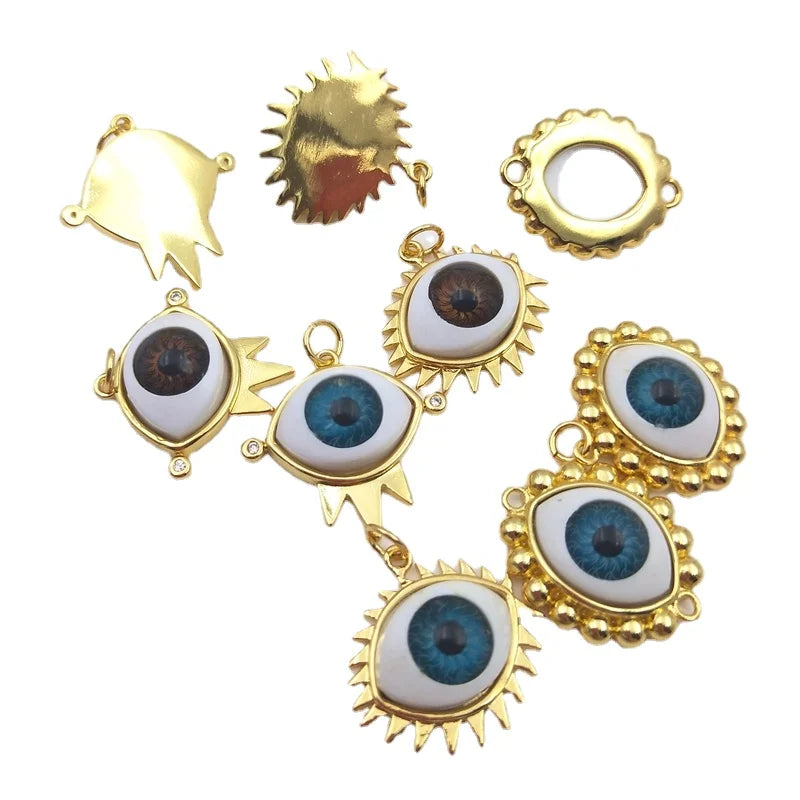 5pcs Vintage Plated Eye Pendant Evil Eyes Charm for DIY Necklaces Bracelet