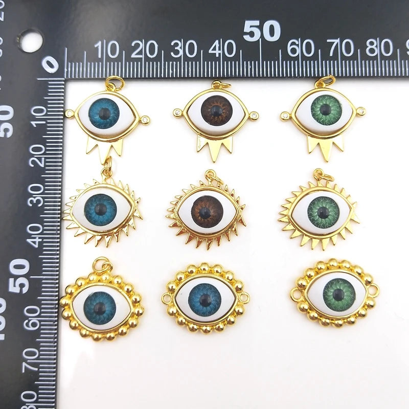 5pcs Vintage Plated Eye Pendant Evil Eyes Charm for DIY Necklaces Bracelet