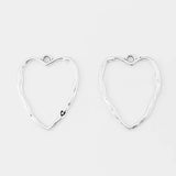 5pcs Silver Hollow Heart Charm Pendant for DIY Jewelry Making