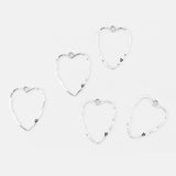 5pcs Silver Hollow Heart Charm Pendant for DIY Jewelry Making