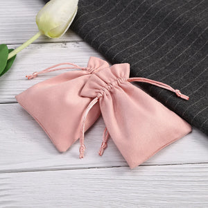 5pcs Flannel Jewelry Organizer Gift Bags Drawstring Pouches 7x9cm