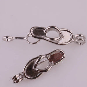 5pcs Flip Flop Shoes Beads Pearl Cage Pendant Locket