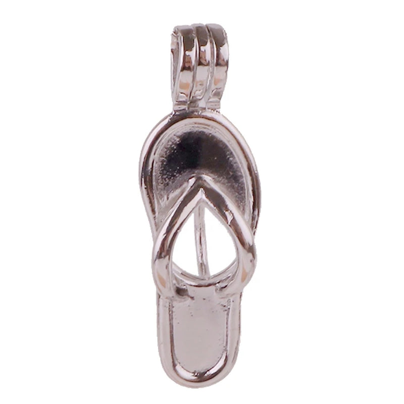 5pcs Flip Flop Shoes Beads Pearl Cage Pendant Locket