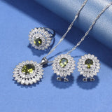 5pcs Flower Jewelry Set for Women Bridal Zircon Costume