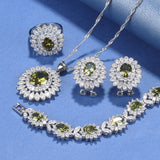 5pcs Flower Jewelry Set for Women Bridal Zircon Costume