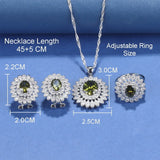 5pcs Flower Jewelry Set for Women Bridal Zircon Costume