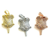 5pcs Rose Charms CZ Pendants for Bracelets Necklace Making